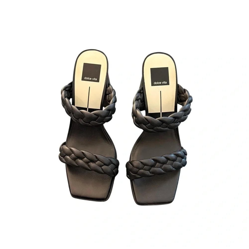 Dolce Vita Paily Braided Slide Sandal Black Heeled Sandals